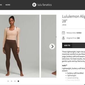 NWT lululemon Align HR Pant 28" Leggings JAVA Brown Size 6